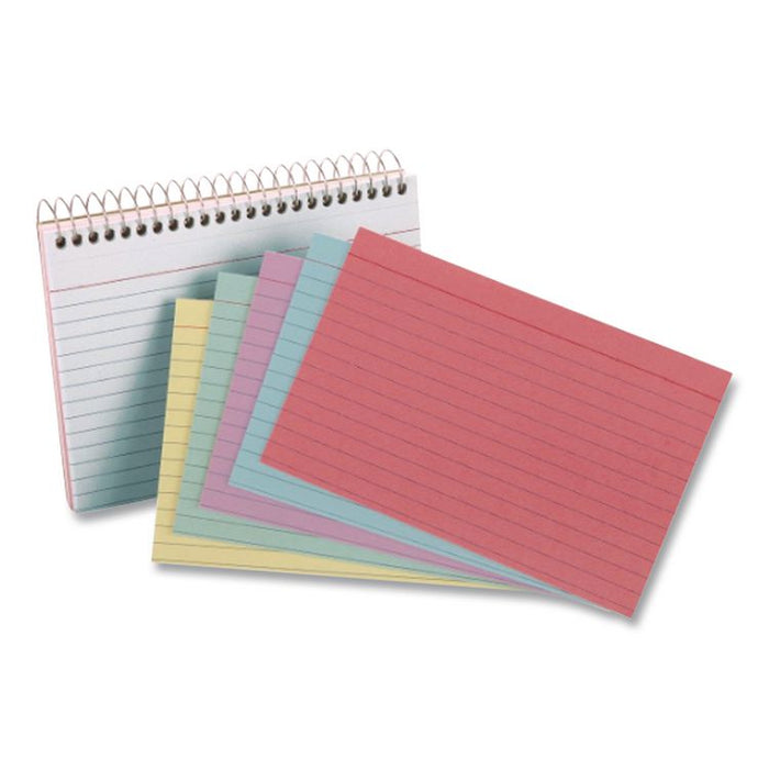 Spiral Index Cards, Ruled, 4 x 6, Assorted, 50/Pack