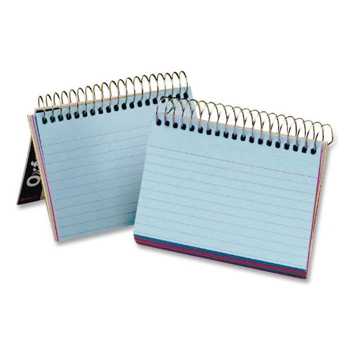 Spiral Index Cards, Ruled, 4 x 6, Assorted, 50/Pack