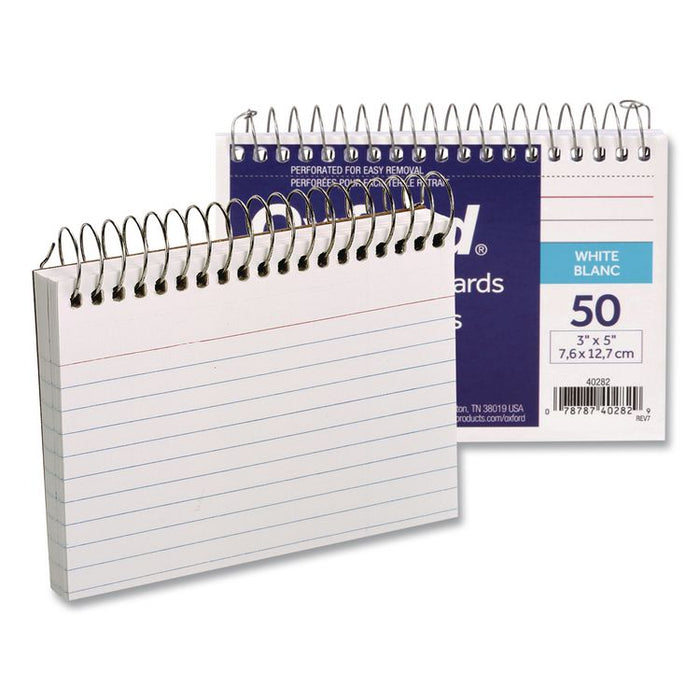 Spiral Index Cards, Ruled, 4 x 6, White, 50/Pack