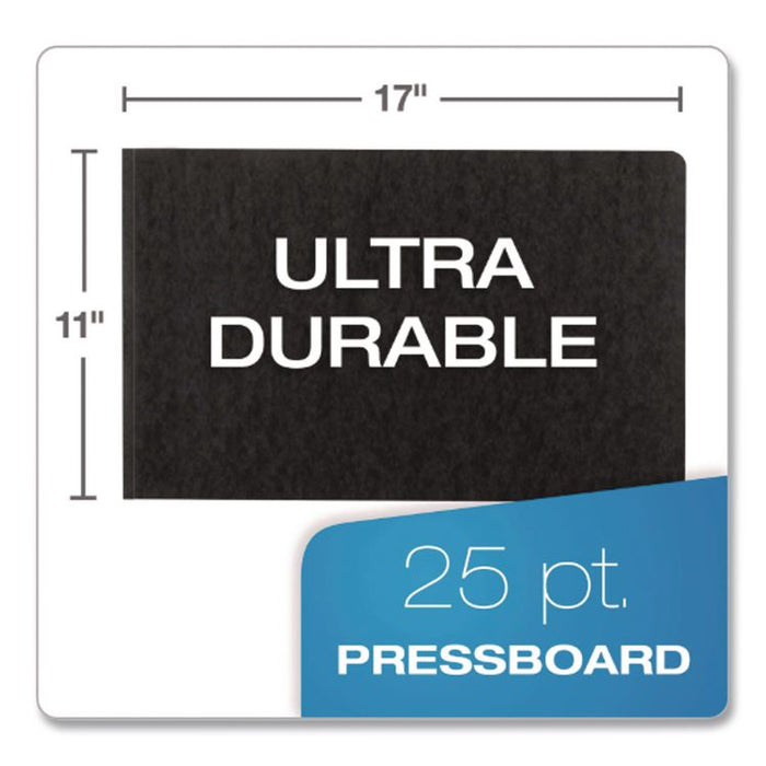 Extra Large Pressboard Report Cover w/ Reinforced Side Hinge, Two-Prong Fastener, 3" Capacity, 11 x 17, Black/Black