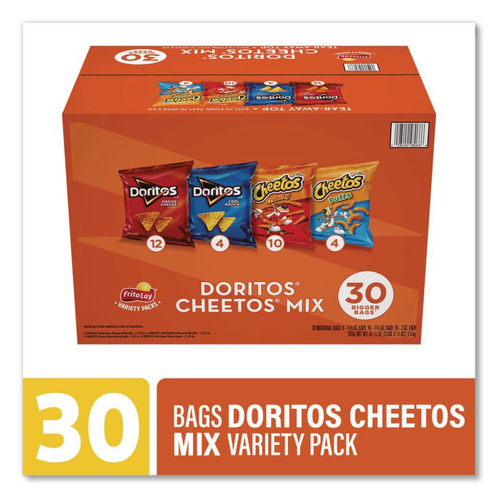 Doritos and Cheetos Variety Pack, Assorted Flavors, Assorted Sizes, 30 Bags/Carton