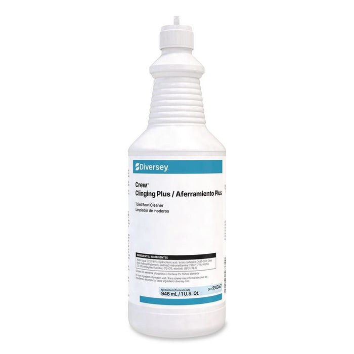 Crew Clinging Plus Toilet Bowl Cleaner, 32 oz Bottle, 12/Carton