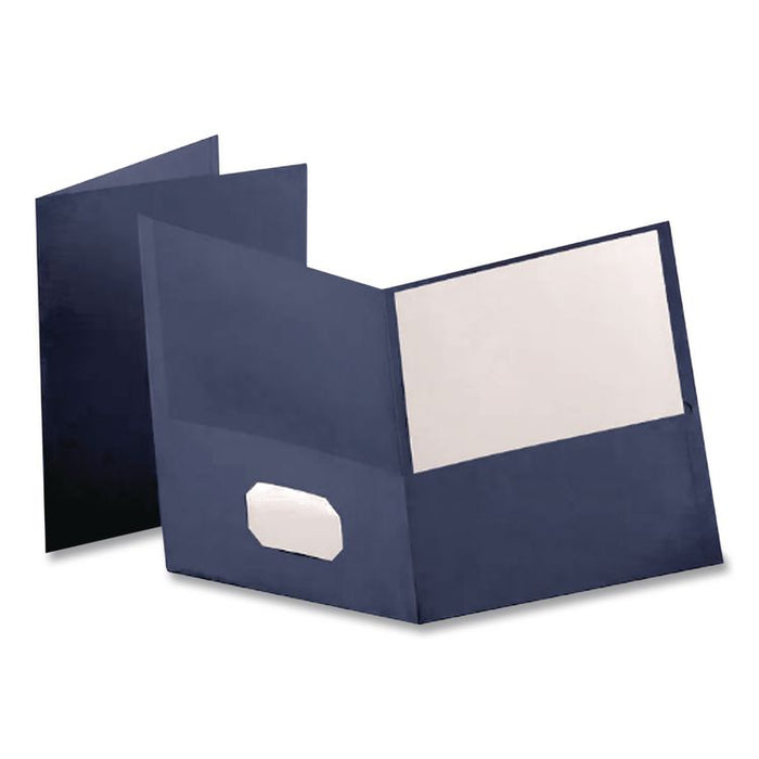 Linen Twin-Pocket Folder, Accommodates (100) 11 x 8.5 Sheets, Navy, 25/Box