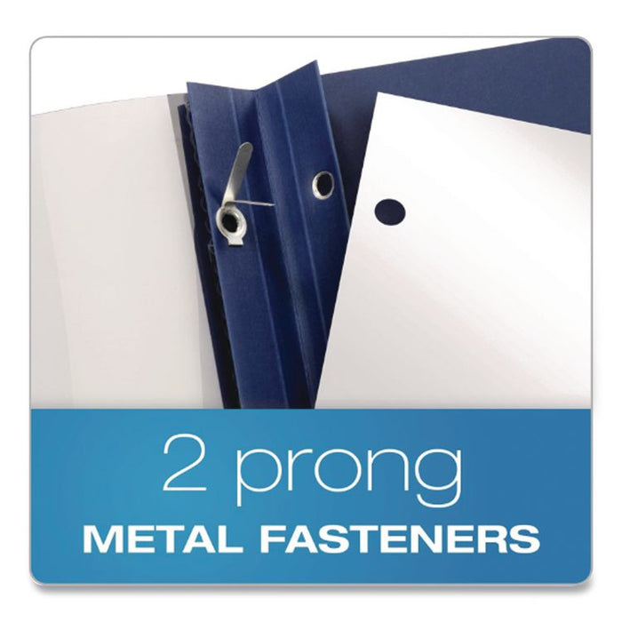 Clear Front Linen Report Cover, Three-Prong Fastener, 0.5" Capacity, 8.5 x 11, Clear/Navy, 25/Box