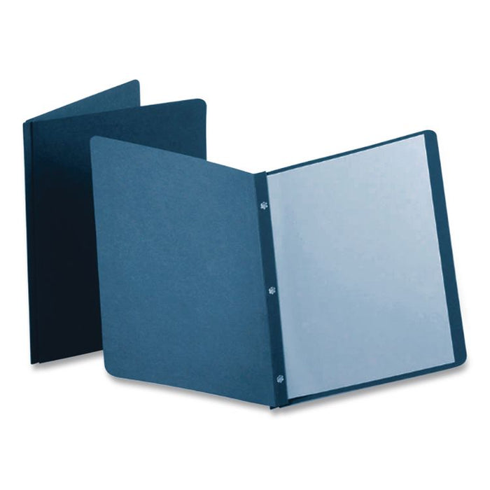 Title Panel and Border Front Report Cover, Three-Prong Fastener, 0.5" Capacity, Dark Blue/Dark Blue, 25/Box
