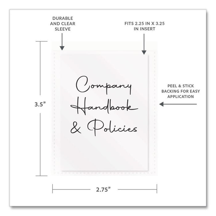 Self-Adhesive Ring Binder Label Holders, Top Load, 2.25 x 3.63, Clear, 12/Pack