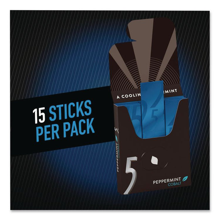 5 Gum, Peppermint Cobalt, 15 Sticks/Pack, 10 Packs/Carton