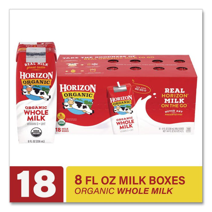 Shelf-Stable Whole Milk Boxes, 8 oz Box, 18/Carton