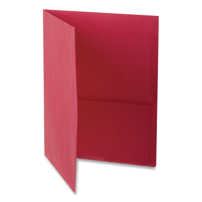 Twin-Pocket Folder, Accommodates (100) 11 x 8.5 Sheets, Red, 25/Box