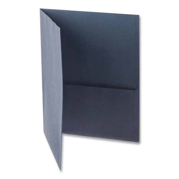 Leatherette Two Pocket Portfolio, 8.5 x 11, Blue/Blue, 10/Pack