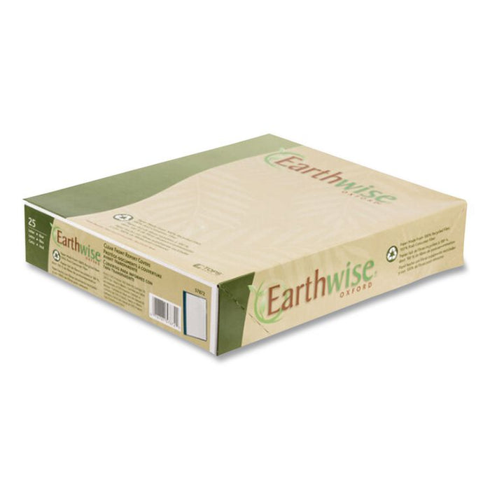 Earthwise by Oxford 100% Recycled Clear Front Report Covers, 3-Prong Fastener, 0.5" Capacity, 8.5 x 11, Clear/Blue, 25/Box