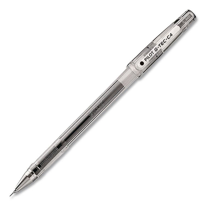 G-TEC-C Ultra Gel Pen, Stick, Ultra-Fine 0.4 mm, Black Ink, Clear/Black Barrel, Dozen