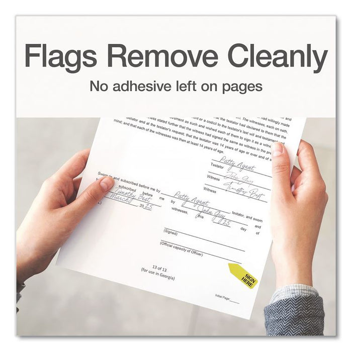 Arrow Message Page Flag Refills, "Sign Here", Yellow, 120 Flags/Roll, 6 Rolls/Box