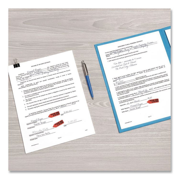 Arrow Message Page Flag Refills, "Please Sign and Return", Red, 120 Flags/Roll, 6 Rolls/Box