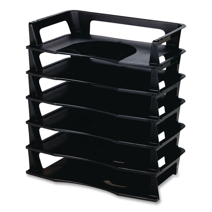 Regeneration Recycled Plastic Letter Tray, 6 Sections, Letter Size Files, 9.13" x 15.25" x 2.75", Black