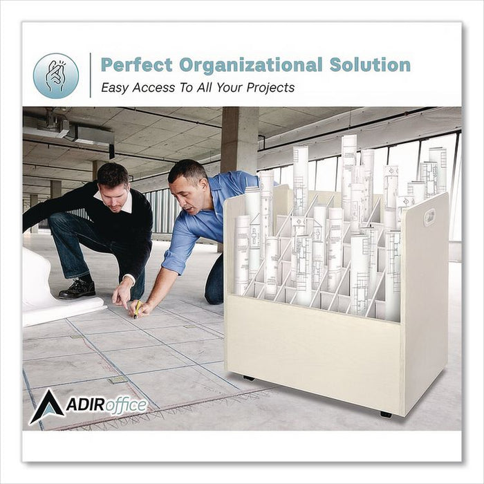 Laminate Mobile Roll Files, 50 Compartments, 30.25w x 15.75d x 29.25h, Putty
