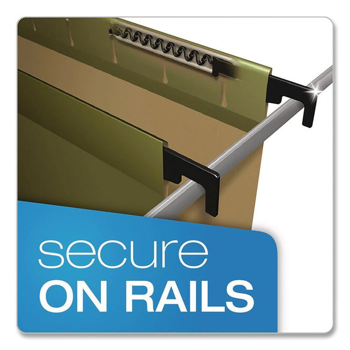 SureHook Reinforced Hanging Divider Folders, 1/5-Cut Tab, Expands 2", 1 Divider, 4 Fasteners, Letter Size, Green, 10/Box