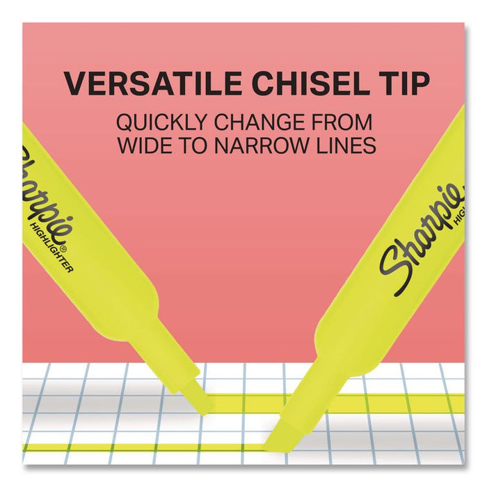 Tank Style Highlighters, Fluorescent Yellow Ink, Chisel Tip, Yellow Barrel, 2/Pack