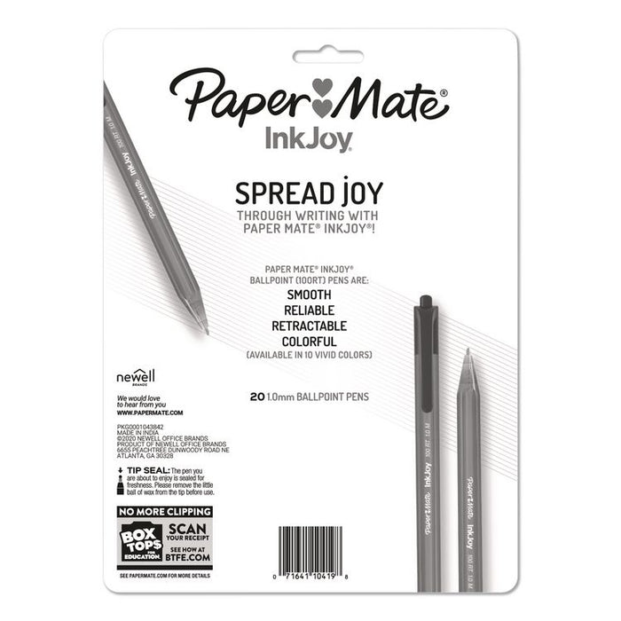 InkJoy 100 RT Ballpoint Pen, Retractable, Medium 1 mm, Assorted Ink and Barrel Colors, 20/Pack