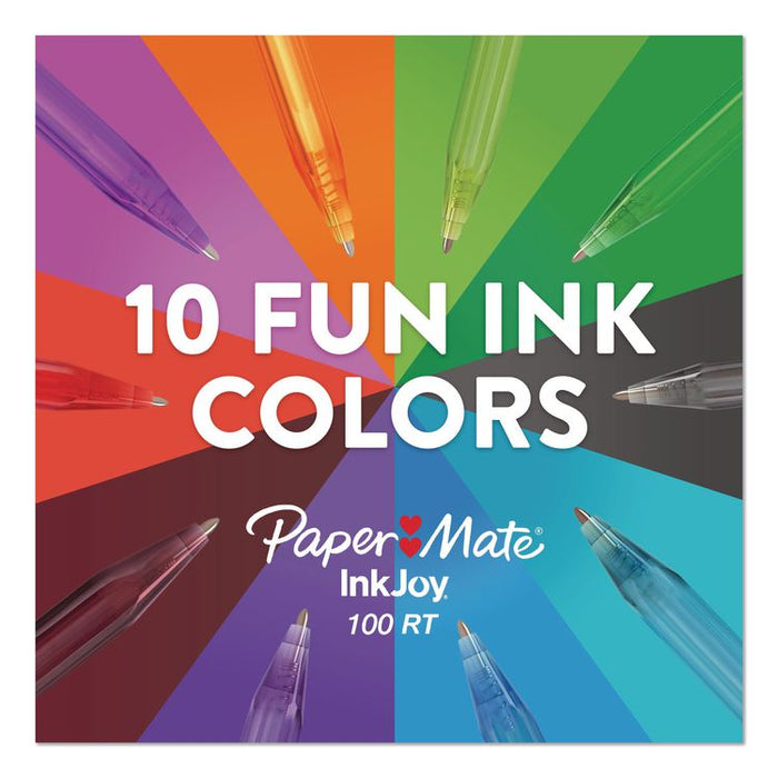 InkJoy 100 RT Ballpoint Pen, Retractable, Medium 1 mm, Assorted Ink and Barrel Colors, 20/Pack