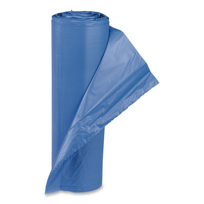 High-Density Commercial Can Liners, 33 gal, 14 mic, 30" x 43", Blue, Interleaved Roll, 25 Bags/Roll, 10 Rolls/Carton