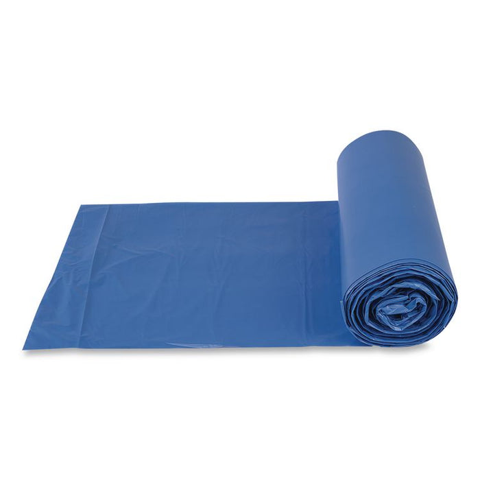 High-Density Commercial Can Liners, 33 gal, 14 mic, 30" x 43", Blue, Interleaved Roll, 25 Bags/Roll, 10 Rolls/Carton