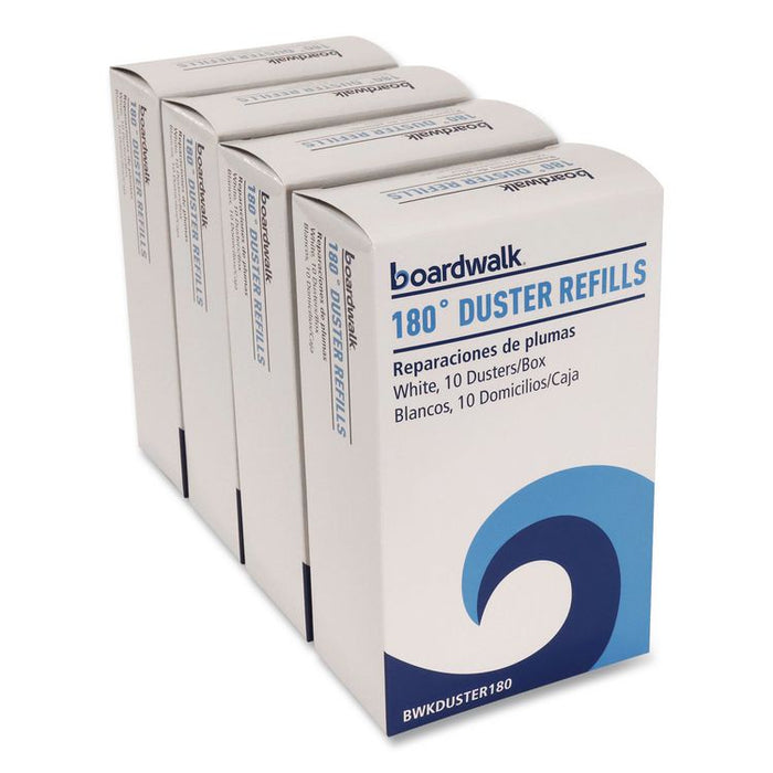 180 Duster Refills, Soft Fluffy Fibers, White, 10 Dusters/Box, 4 Boxes/Carton