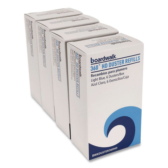 360 HD Duster Refills, Soft Fluffy Fibers, Light Blue, 6 Dusters/Box, 4 Boxes/Carton