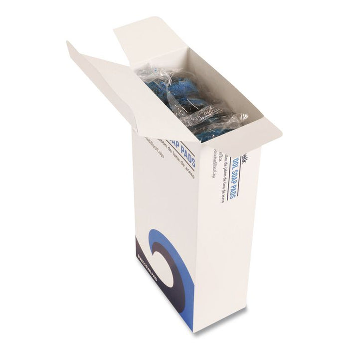 Steel Wool Soap Pads, 3 x 2.5, Blue, 15 Pads/Box, 12 Boxes/Carton