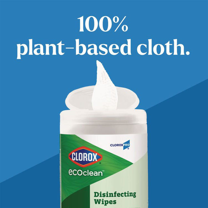 CloroxPro EcoClean Disinfecting Wipes, 1-Ply, 7 x 8, Unscented, White, 3/Carton