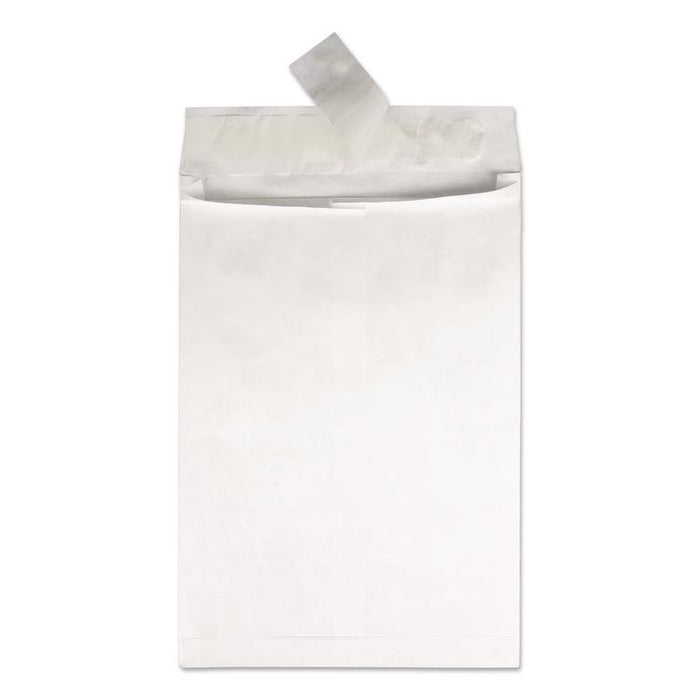 Heavyweight 18 lb Tyvek Open End Expansion Mailers, #15 1/2, Square Flap, Redi-Strip Adhesive Closure, 12 x 16, White, 50/CT