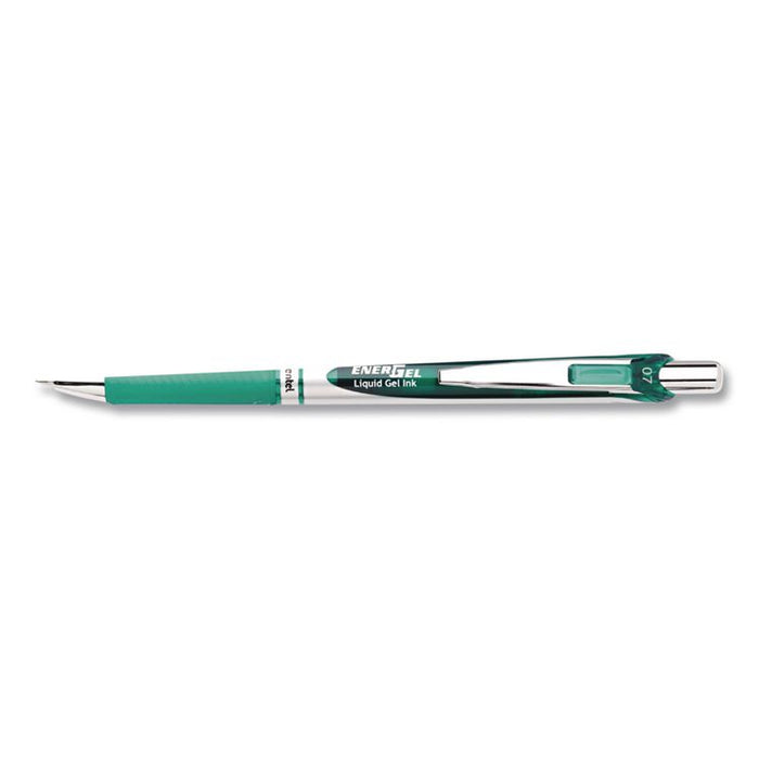 EnerGel RTX Gel Pen, Retractable, Medium 0.7 mm, Green Ink, Green/Gray Barrel
