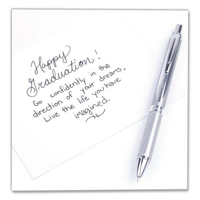 EnerGel Alloy RT Gel Pen, Retractable, Medium 0.7 mm, Black Ink, Chrome Barrel