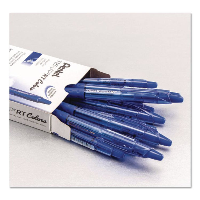 R.S.V.P. Super RT Ballpoint Pen, Retractable, Medium 0.7 mm, Blue Ink, Translucent Blue/Blue Barrel, Dozen