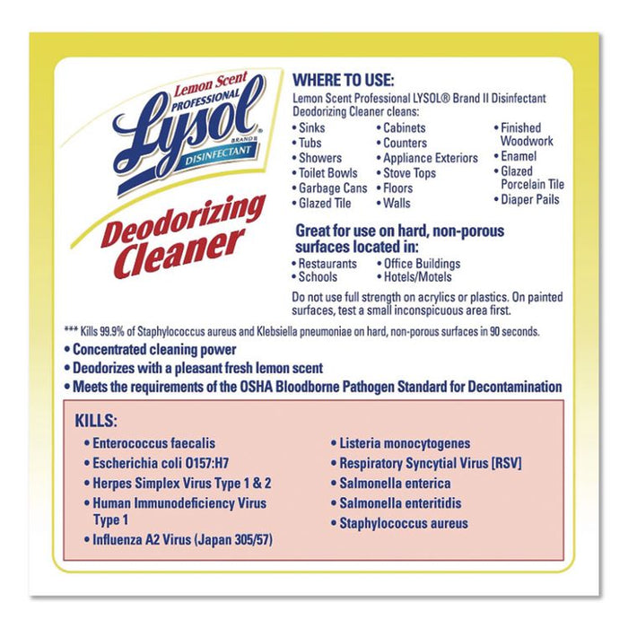 Disinfectant Deodorizing Cleaner Concentrate, Lemon Scent, 1 gal Bottle
