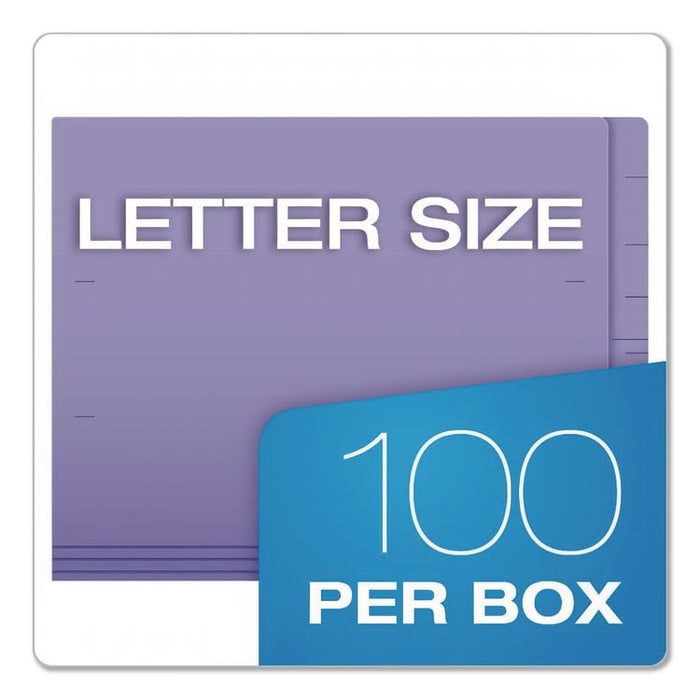 Colored End Tab Folders with Reinforced Double-Ply Straight Cut Tabs, Letter Size, 0.75" Expansion, Purple, 100/Box