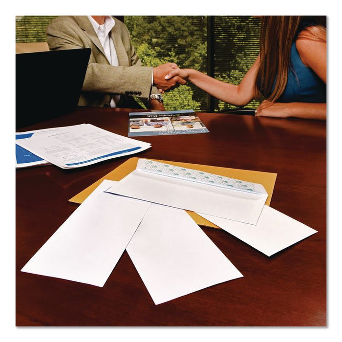 Redi-Strip Security Tinted Envelope, #10, Commercial Flap, Redi-Strip Heat-Resistant Closure, 4.13 x 9.5, White, 30/Box