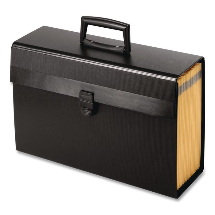 Letter/Legal Expanding Organizer, 15" Expansion, 19 Sections, Buckle Closure, 1/5-Cut Tabs, Legal Size, Black