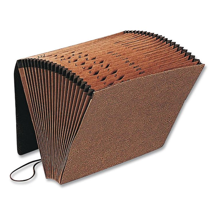 All Purpose Expanding File, 2" Expansion, 21 Sections, Elastic Cord Closure, 2/5-Cut Tabs, Letter Size, Red Fiber