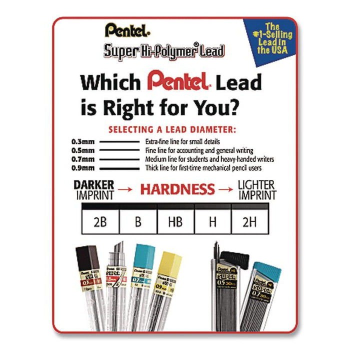 Super Hi-Polymer Lead Refills, 0.5 mm, HB, Black, 30/Tube