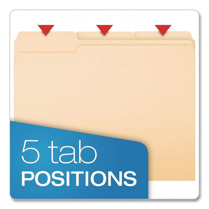 Double Stuff File Folders, 1/3-Cut Tabs: Assorted, Letter Size, Manila, 50/Pack