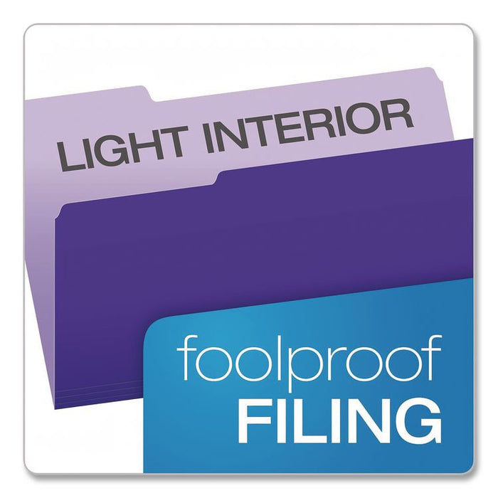 Interior File Folders, 1/3-Cut Tabs: Assorted, Legal Size, Violet, 100/Box