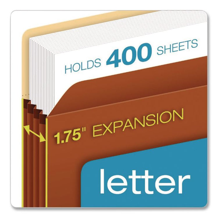 Smart Shield File Pocket, 3.5" Expansion, Letter Size, Red Fiber, 10/Box