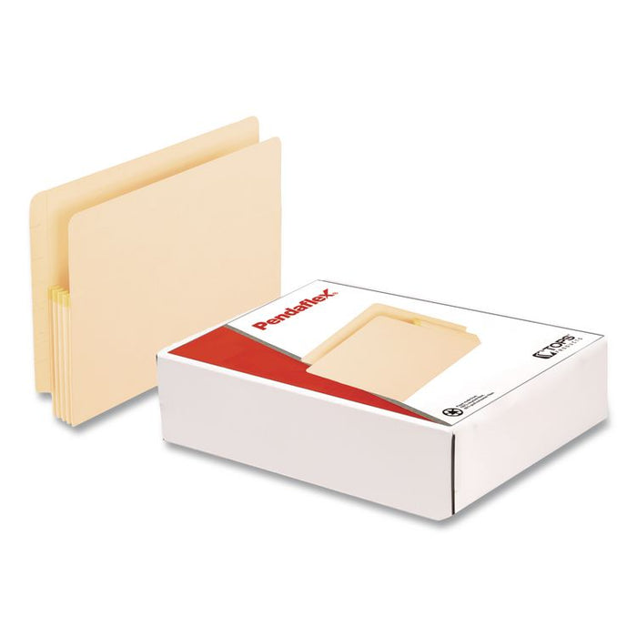 Manila Drop Front Shelf File Pockets with Rip-Proof-Tape Gusset Top, 3.5" Expansion, Letter Size, Manila, 25/Box