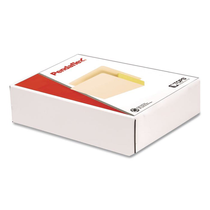 Manila Drop Front Shelf File Pockets with Rip-Proof-Tape Gusset Top, 5.25" Expansion, Letter Size, Manila, 10/Box