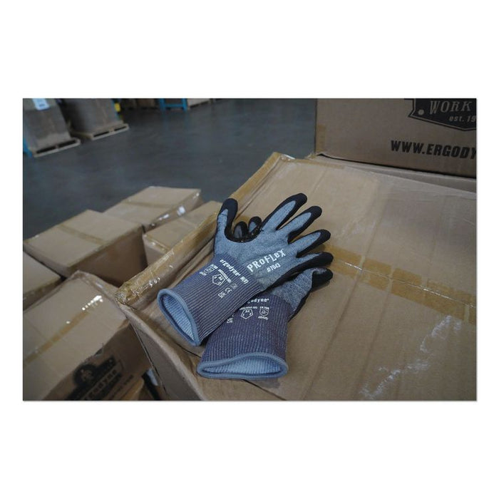 ProFlex 7043 ANSI A4 Nitrile Coated CR Gloves, EN388: 4X42D, 10" Long, X-Small (6), Gray, Pair
