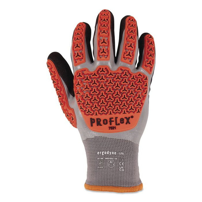 ProFlex 7521 Thermal Coated Impact-Resistant Gloves: EN 388: 2131X, 11" Long, Large (9), Gray, Pair