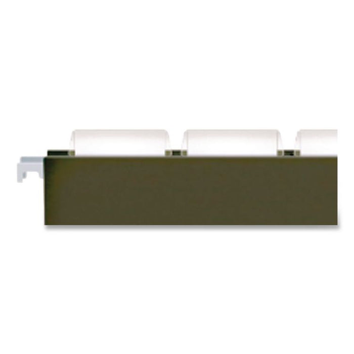 Transparent Colored Tabs For Hanging File Folders, 1/5-Cut, Clear, 2" Wide, 25/Pack