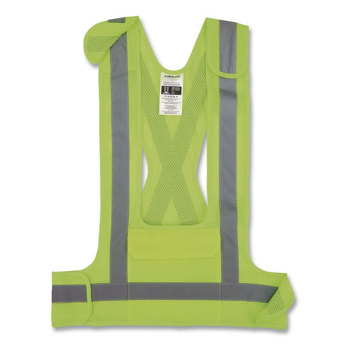 GloWear 8142BA Type O Class 1 Breakaway Hi-Vis Safety Vest, Polyester, Large/X-Large, Lime