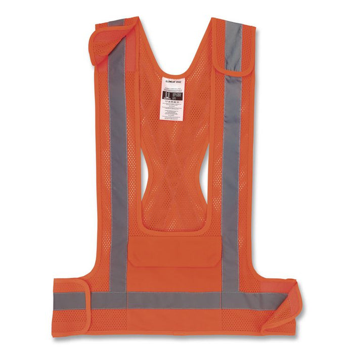 GloWear 8142BA Type O Class 1 Breakaway Hi-Vis Safety Vest, Polyester, Small/Medium, Orange